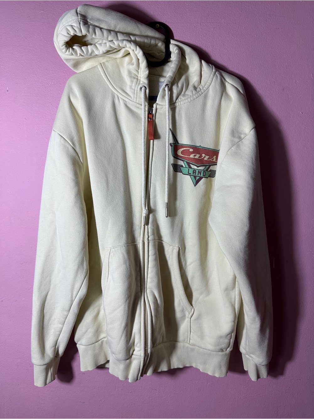 Disney Cars Cream Hoodie with Red Accent Pull Tab